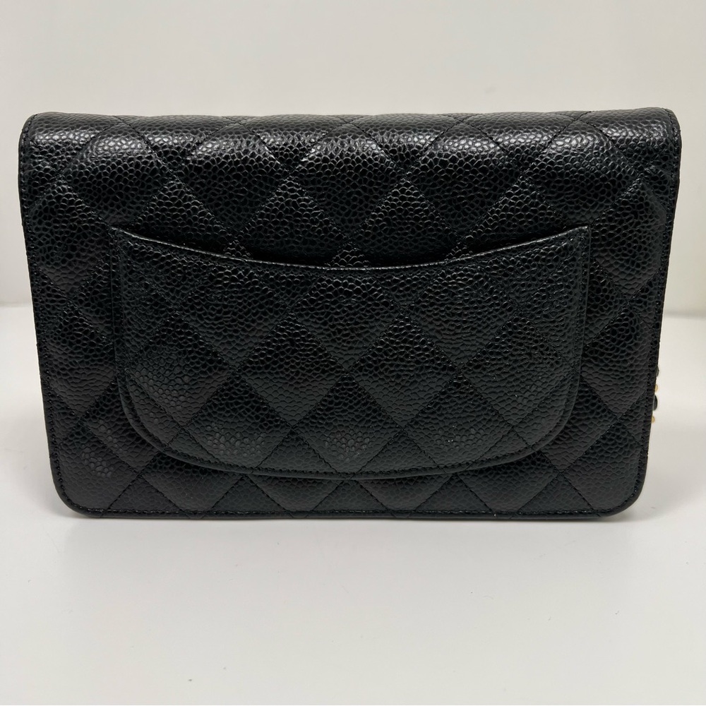 Chanel Black Quilted Caviar Classic Wallet On Chain - Picture 3 of 12